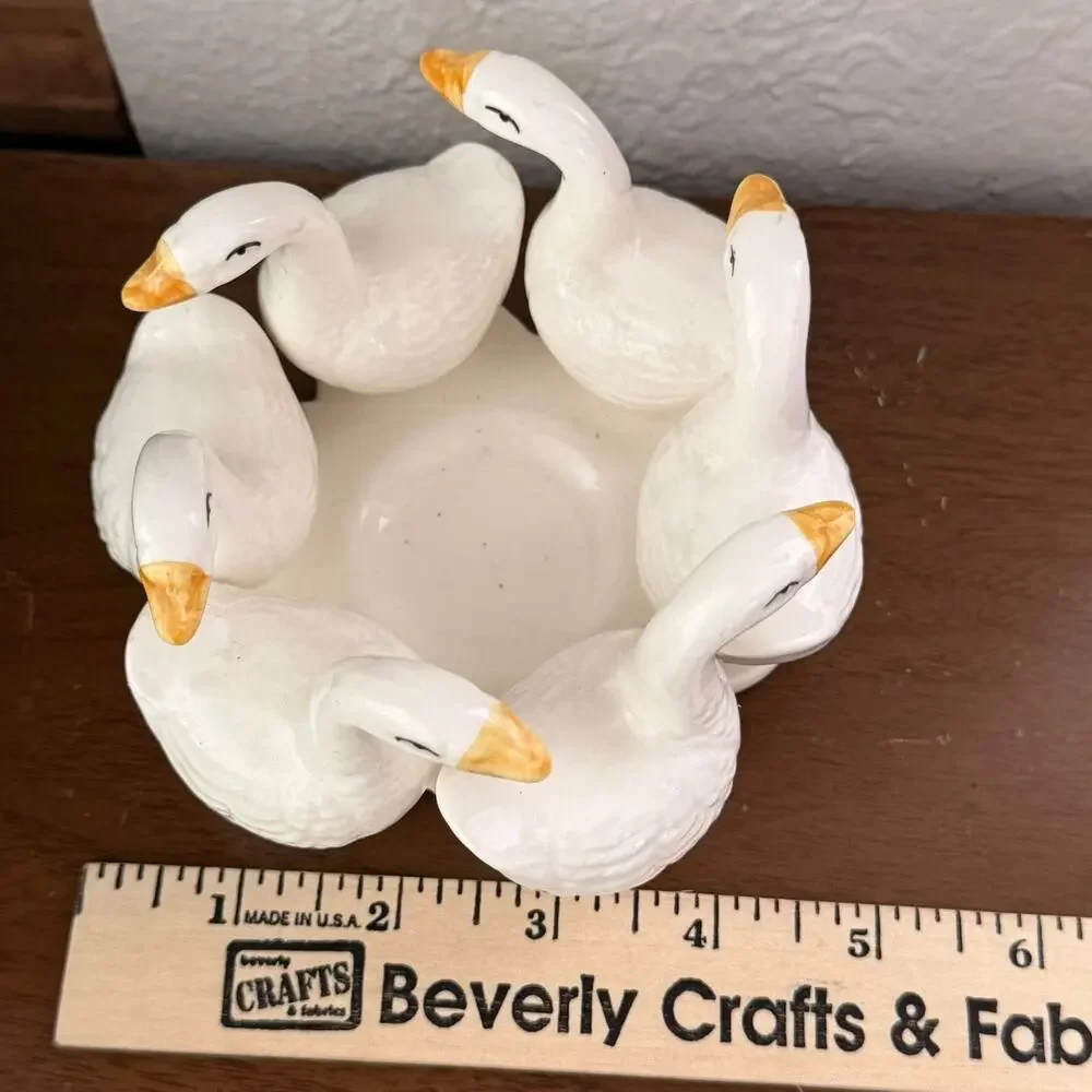Holland Mold Ceramic Ducks in Circle - Gaggle of Geese Bowl, Candy Dish Planter
